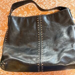 The product in the image is a Michael Kors Astor Studded Leather Hobo Bag.